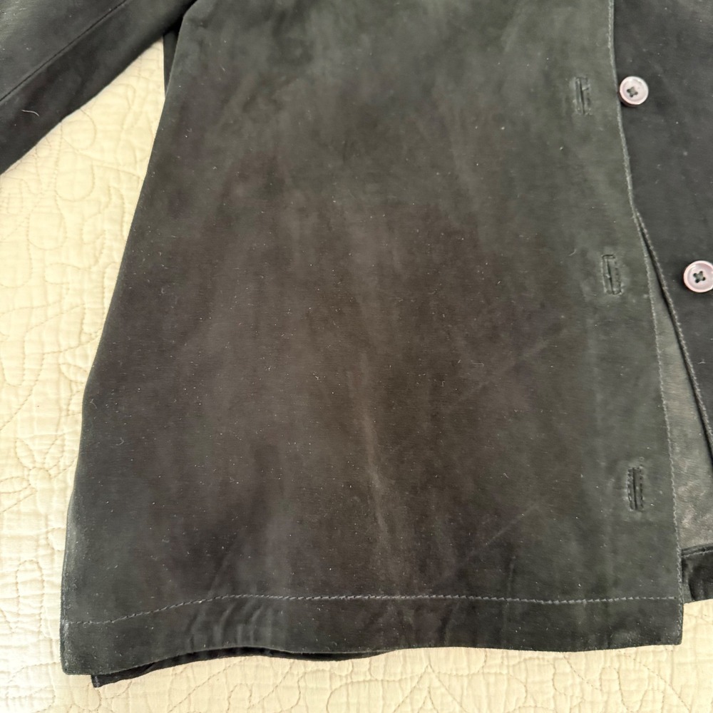 INC International Concepts Black Genuine Leather Suede Shirt Jacket M Y2K Grunge - Picture 5 of 10